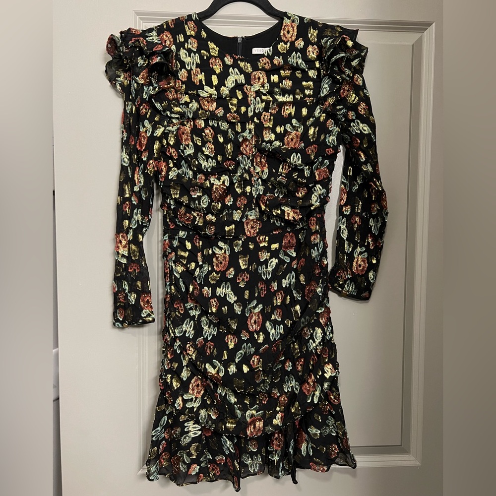 Veronica Beard Magg Floral Roses Ruched Silk Dress 6 - Picture 1 of 12